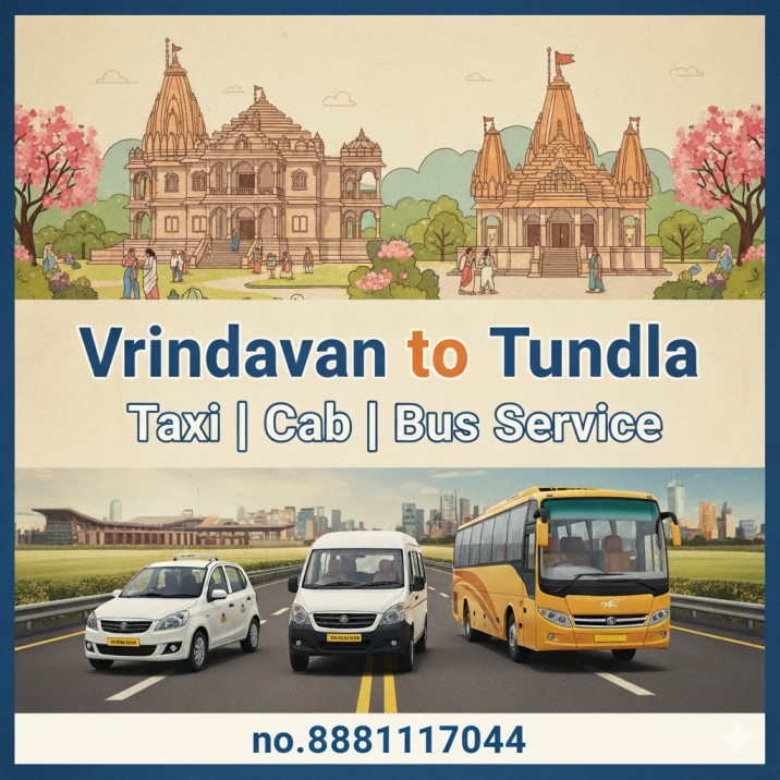 Vrindavan to tudla taxi cab and bus