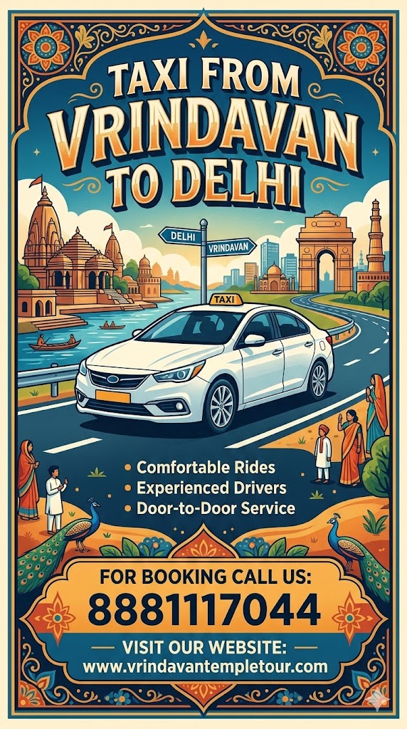 Taxi from Vrindavan to Delhi