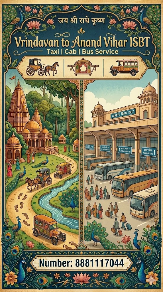 Vrindavan to Anand Vihar ISBT Taxi | Cab | Bus Service.