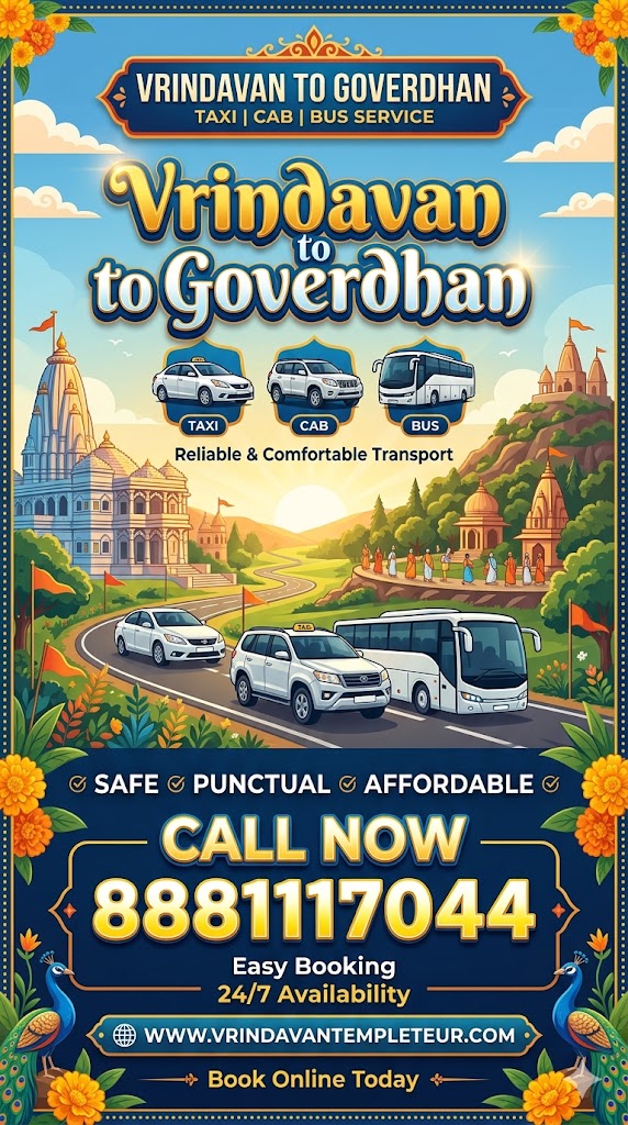 Vrindavan to Goverdhan Taxi | Cab | Bus Service