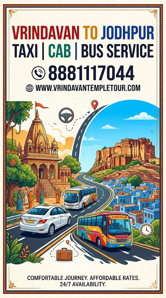 Vrindavan to Jodhpur Taxi | Cab | Bus Service