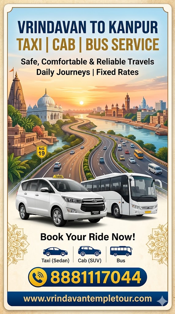 Vrindavan to Kanpur Taxi | Cab | Bus Service