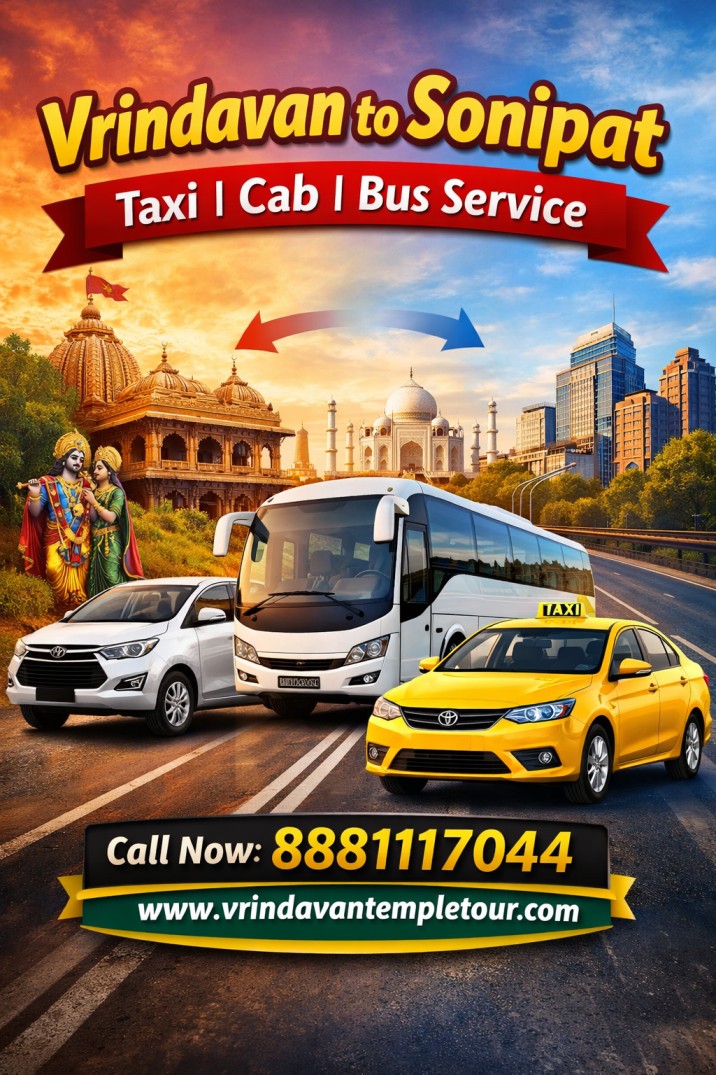 vrindavan to sonipat taxi cab bus